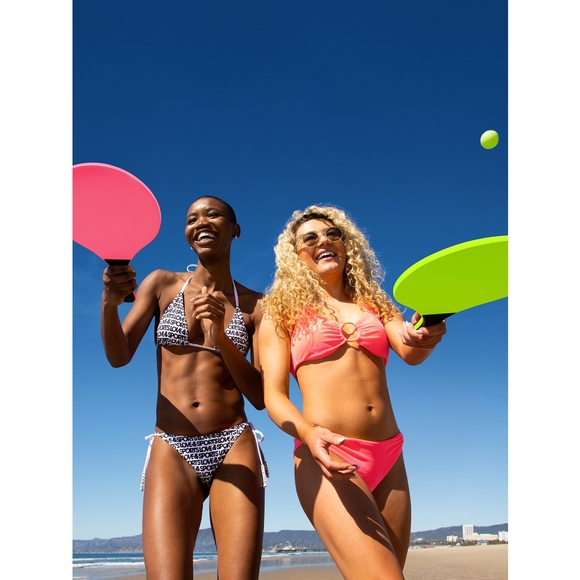 LOVE&SPORTS WHITE W/BLACK LETTERING GRAFFITI LOOK BIKINI TOP - Picture 4 of 4